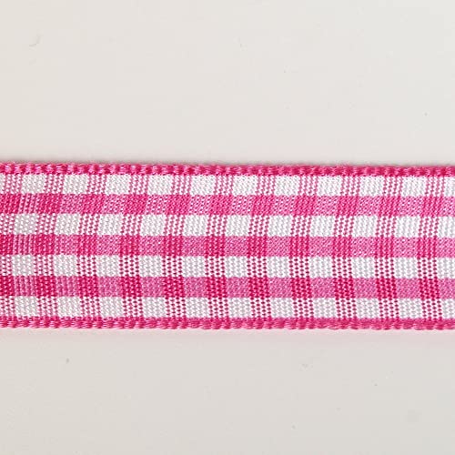 Noyi Traxd Gingham Ribbon 25 Yard Each Roll 100% Polyester Woven Edge(5/8-Inch, Pink) #TOP3