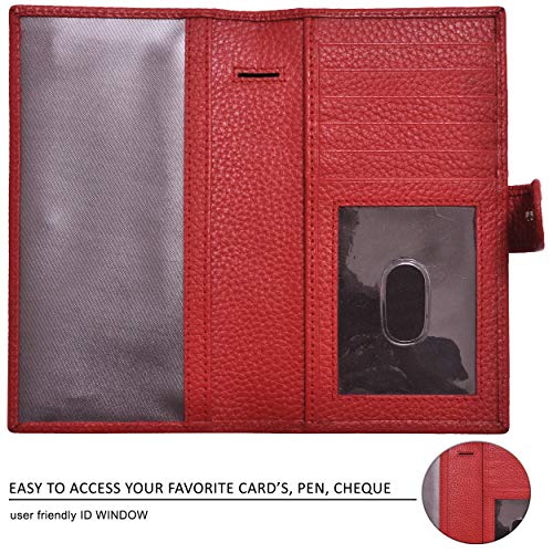 Checkbook Cover for Men and Women - Leather RFID Blocking Standard Check Holder