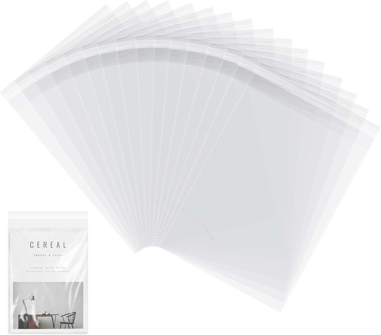 – 200 Pack A4 Clear Self-adhesive Bags, Self Sealing Cellophane Display Bag/Sealable Bags, OPP Display Sealable Bags for Cookies, Sweets, Envelopes