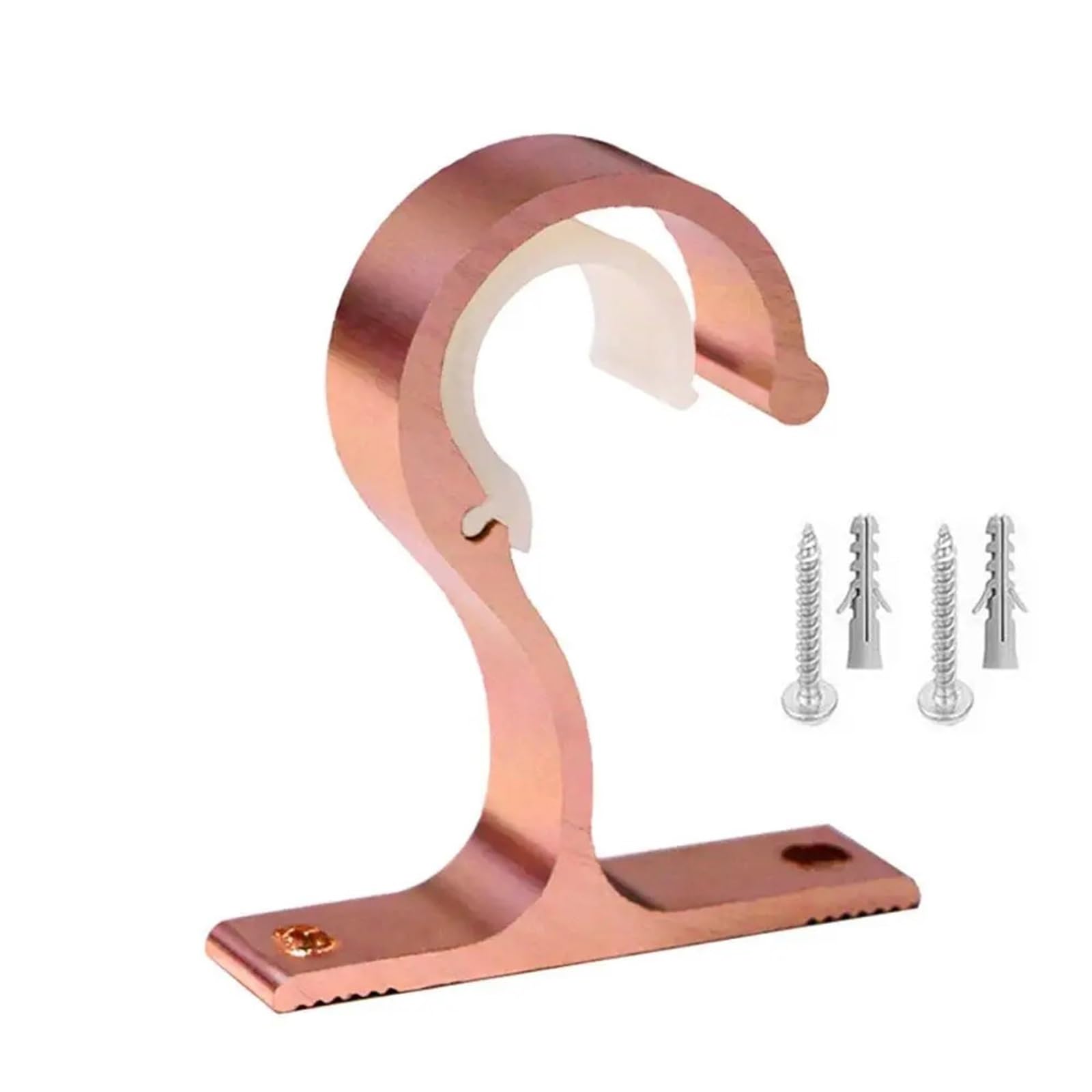 Gbrcen Curtain Rod Brackets 8Pcs Home Ceiling Curtain Rod Brackets Wall-Mounted Crossbar Fixing Clip Rod Installation Hook Aluminum Alloy Thickening(Rose gold)