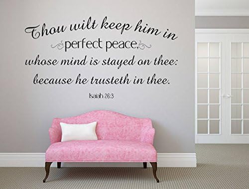 Arte de pared con versículo bíblico Isaías 263 Perfect Peace Wall Decal Isaías 26 3 Wall Art Kjv Decal Mind Stayed On Thee