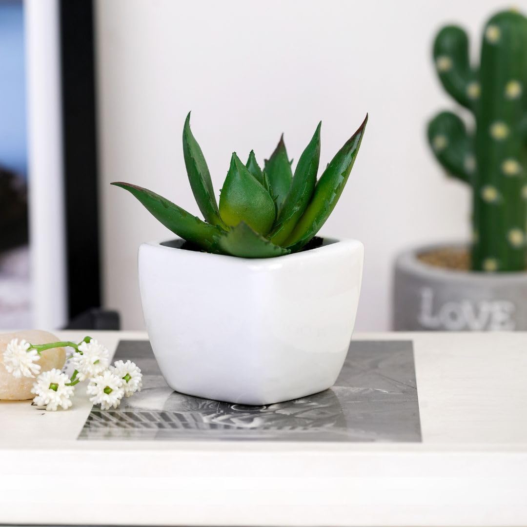 SATYAM KRAFT Artificial Potted Flowers – Small Ceramic Mini Flower Pot for Home Décor, Office Desk, Living Room, Bedroom, Table Decoration, Gift for Wedding, Valentine & Festival (Pack of 1)-image-47