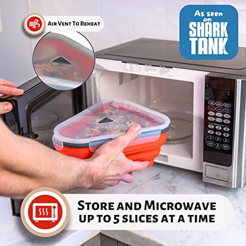 The Perfect Pizza Pack™ - Reusable Pizza Storage Container With 5 Microwavable Serving Trays - Bpa-Free Adjustable Pizza Slice Container To Organize & Save Space, Red #TOP3
