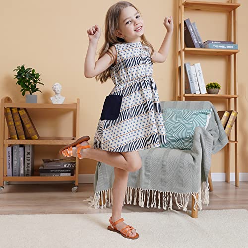 Blikcon Girls Open Toe Princess Flat Sandals Strappy Summer Sandals (Color : Brown, Size : 13 Little Kid) #TOP5