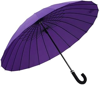長傘 雨傘 24本骨 おしゃれ 軽量 耐風 台風・梅雨対策 大きいサイズ 頑丈 超撥水 高耐久度 耐風傘 UVカット 紳士傘 晴雨兼用 (パープル)
