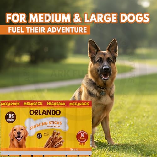 Orlando Chew Sticks With poultry Rich in Protein Easy To Portion for Medium & Large Dogs 176g - Pack of 1 (16 Treats) 75% Meat Mega pack - Image 3