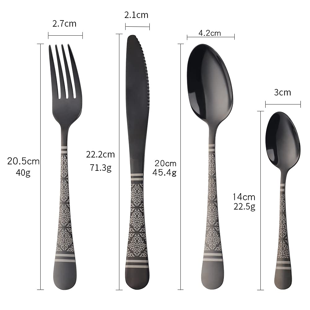 ESYFOR Besteckset – 5-teilig, Edelstahl, Mit Floralem Muster, Spülmaschinenfest