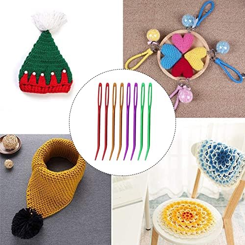 8pcs Bent Tapestry Needles Sewing Knitting Needles Aluminum Large Eye Blunt Yarn Needles Weaving Needles Wool Macrame Needle with Metal Needle Storage Tube