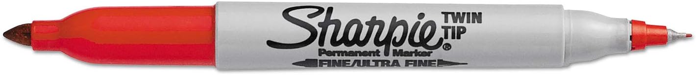Sharpie - Super Twin-Tip Permanent Marker, Fine/Chisel Tip, Red