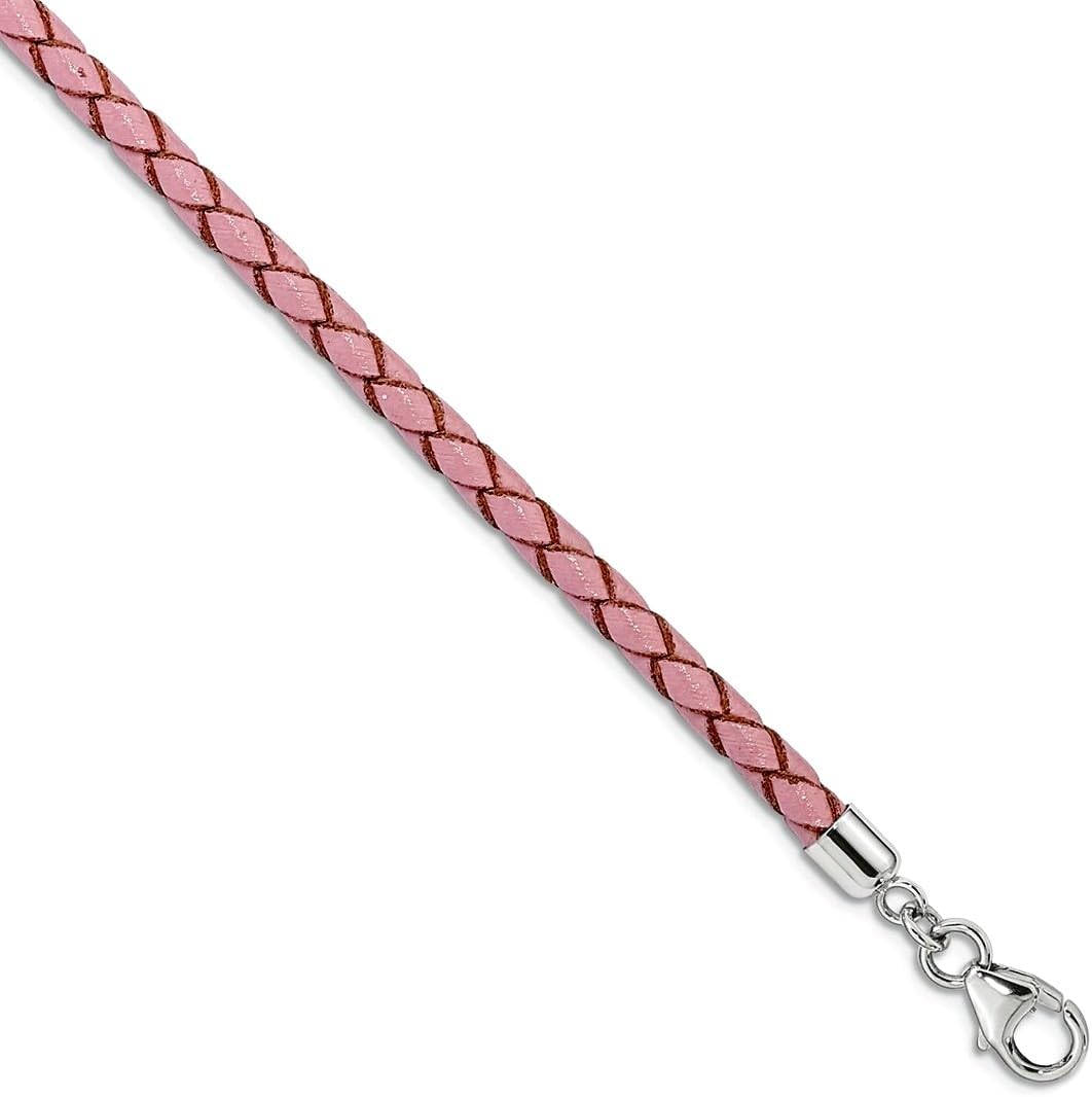 925 Sterling Silver Reflections Pink Leather With 2in Ext Choker Wrap Bracelet Wrap Bracelet for Women