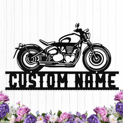 Custom Motorcycle Metal Sign, Personalized Biker Name Sign Wall Art Decor
