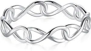 BORUO 925 Sterling Silver Infinity Symbol Ring, Tarnish Resistant, Comfort Fit, Wedding Band, Size 4-12