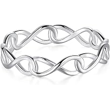 BORUO 925 Sterling Silver Ring High Polish Infinity Symbol Tarnish Resistant Comfort Fit Wedding Band Ring Size 4-12
