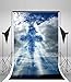 AOFOTO 8x12ft Christian Cross Backdrop Holy Light Through Clouds Heaven Blue Sky Photography Background Bible Jesus Christ Religious Crucifixion Church Easter Decors Newborn Baptism Photo Studio Props