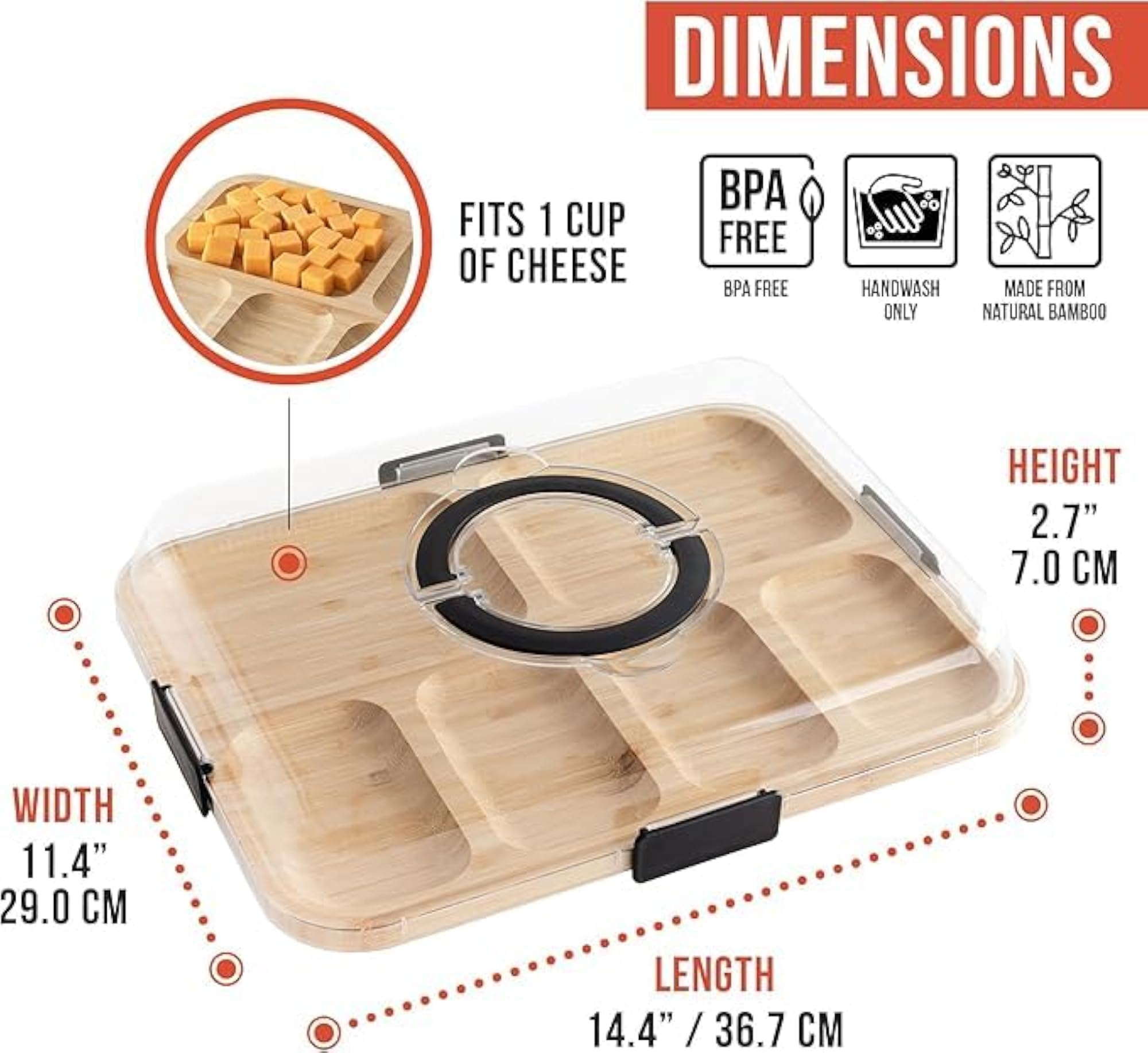 Portable Wooden Charcuterie Board with Lockable Lid