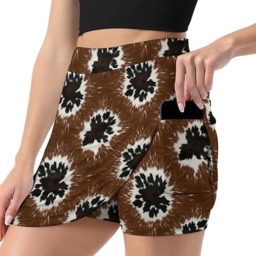 SESLFLKPJK 2026 Women Girls Boho Cow Print Flowy Shorts with Pockets