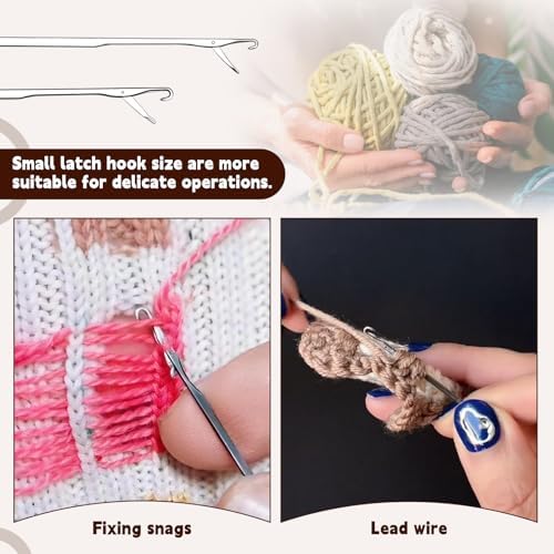 BALDCC 5 Size Latch Hook, Crochet Hooks for Hair, Latch Hook Kit - 4