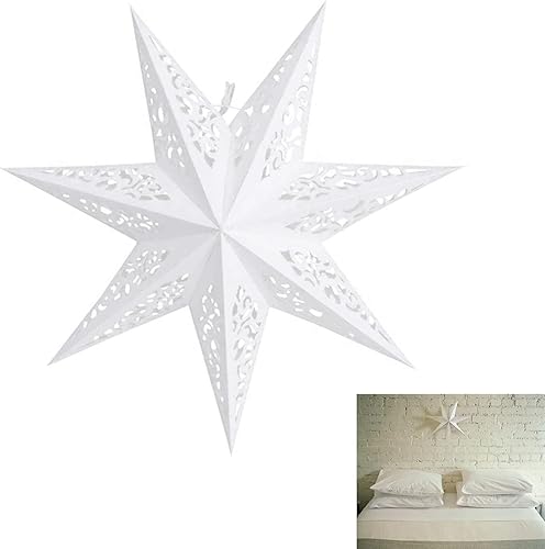 Linterna de papel con forma de estrella de papel, pantalla de estrella, decoración de estrellas, faroles blancos para bodas, Navidad, vacaciones,