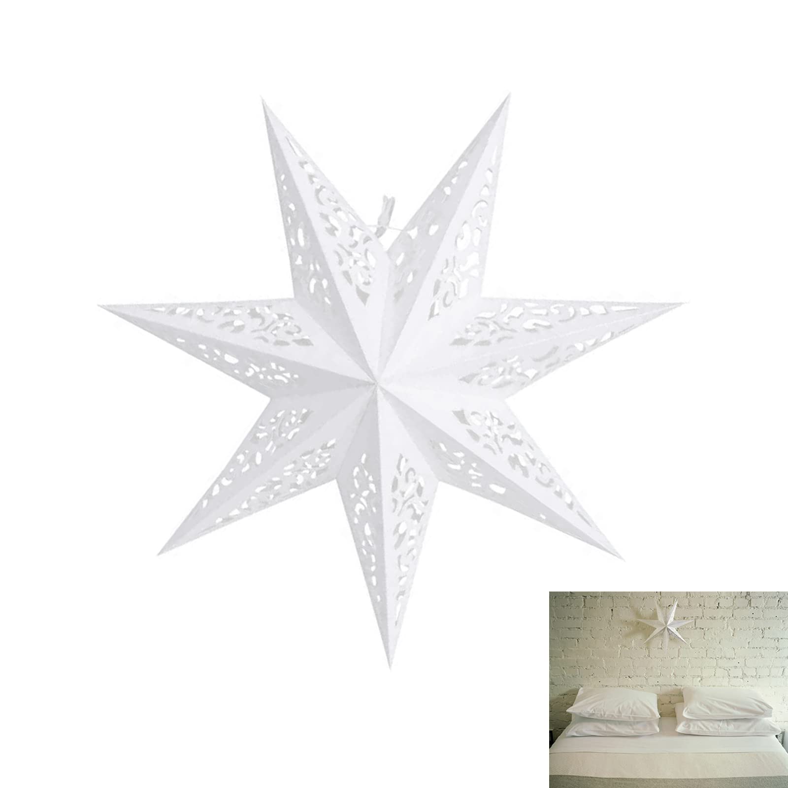 LIYONGHE Paper Star Lantern Shade Hanging Paper Star Lampshade star Decorations White Lanterns for Weddings Christmas Holiday Birthday Party Home Decor