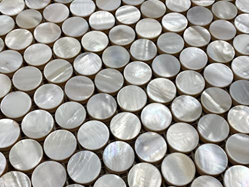Seashell Natural Pearl Mother Of Pearl Penny Round 3/4 Inch Mosaic Wall Tile With Backing For Kitchen Backsplash, Bathroom Wall, Accent Walls (Sample) #TOP2