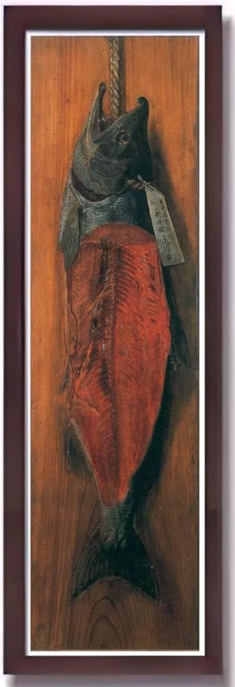 鮭の油絵【鮭の夢】作者サイン入り/真作/F4号キャンバス 鮭の油絵【鮭の夢】作者サイン入り/真作/F4号キャンバス 鮭の