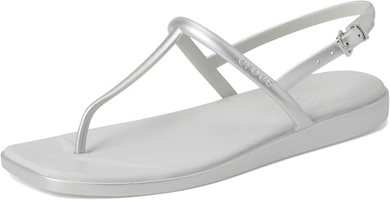 Crocs Women's Miami Thong Sandal, Flat, Silver, 10