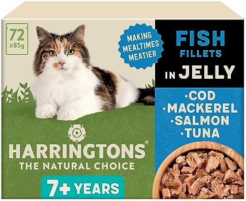 Curated visual reference: Low Carb Grain Free Wet Cat Food With Fish Reference: Harringtons Complete Wet Pouch Grain Free Hypoallergenic Senior Cat