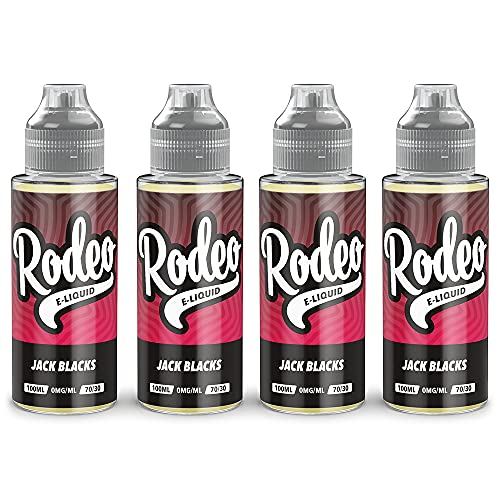 Rodeo Vape Liquid 4 x 100ml Jack Blacks Vape Juice E Liquid 70/30 Ecig Juice Cigarette Liquid Sub Ohm Juice Flavoured E Juice E Cigarette E-Liquid Nicotine Free Vape Short Fill