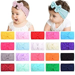 choicbaby 20 stuks nylon hoofdbanden haarstrik elastieken voor baby’s pasgeborenen peuters kinderen