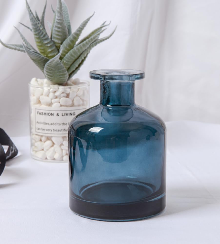 2PCS 50 ml/1.7oz Small Empty Refillable Glass Diffuser Bottles Jars Aromatherapy Container Fragrance Accessories for DIY Replacement Diffuser Sticks Home Bathroom Decor (Blue) image 5