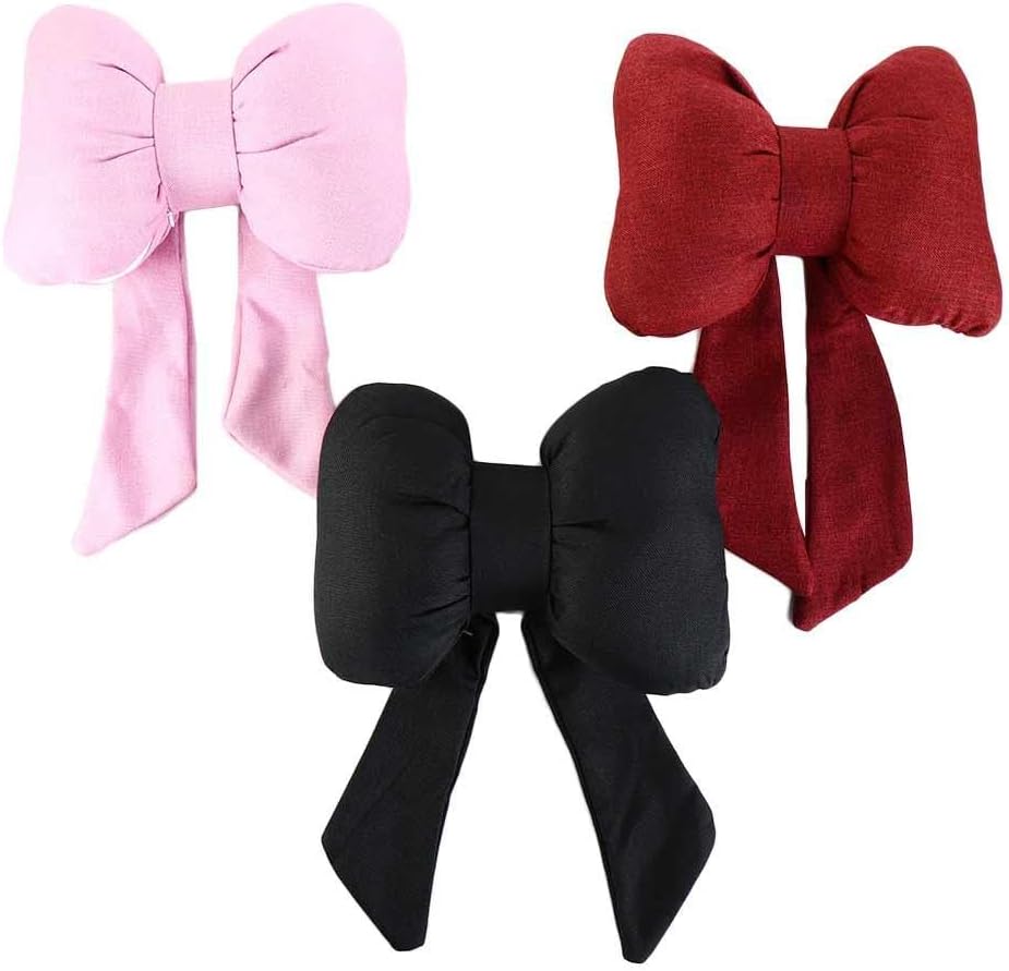 generic Linen Bow Car Headrest, Neck Protection Pillow Car Headrest Rest Neck Pillow Car Interior Accessories for Kids Adults(Waist Pillow,Pink), AM15SD0GP7ZUS