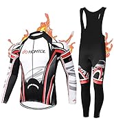 Completo Da Ciclismo Invernale Uomo Con Pile - Maglia Manica Lunghe E Pantaloncino Con Fondello 9D In Gel Traspirante