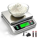 LICHUXIN Küchenwaage Digital, 40KG Küchenwaage mit PCS zählen und Tara Funktion Küchen waage mit 6 Maßeinheiten g/kg/lb/oz/ml/milk-ml und LCD Display Edelstahl Wiegefläche zum Backen und Kochen Silber