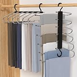 Pants Hangers Space Saving, 2 Pack Stainless Steel Pants Hangers for Closet Organizer Magic Trousers