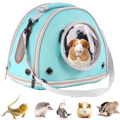 Guinea Pig Carrier Travel Cage, Portable Reptile Carrier Bag for Two (2) Guinea Pig, Bearded Dragon Lizard Carrier Cage for Small Animals Hamster Hedgehog Bird Bunny Kitten (Green, Typical Oxford)