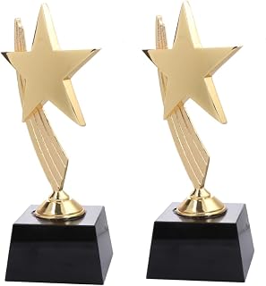 Kisangel 2 pcs Golden Award Trophy Sports Award Trophy Party Trophy Award Ceremony Trophy Golden Trophy