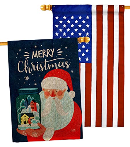 Angeleno Heritage Santa Wishies House Flag Pack Wintertime Christmas Marry Xmas Present Reindeer Season Snow Applique Decoration Banner Small Garden Yard Gift Double-Sided, Made in USA