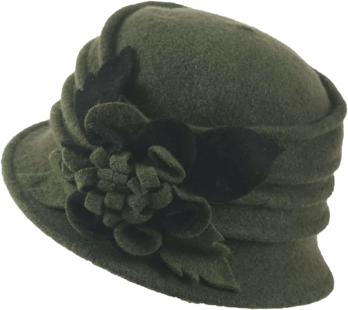 Women's Winter Warm 100% Wool Beret Beanie Cloche Bucket Hat 1920s 50s
