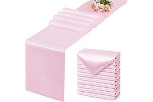 Table Runners Pink - Set of 12 Long 12x108 Inches Satin Silk-Like...