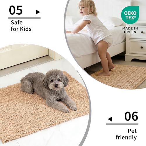 Disolla Beige Bathroom Runner Rug 24x70 Inch - Extra Long Chenille Bath Mat, Luxury Shaggy Plush Absorbent Rug, Non-Slip Large Runner for Floor and Laundry Room by Disolla - Image 5