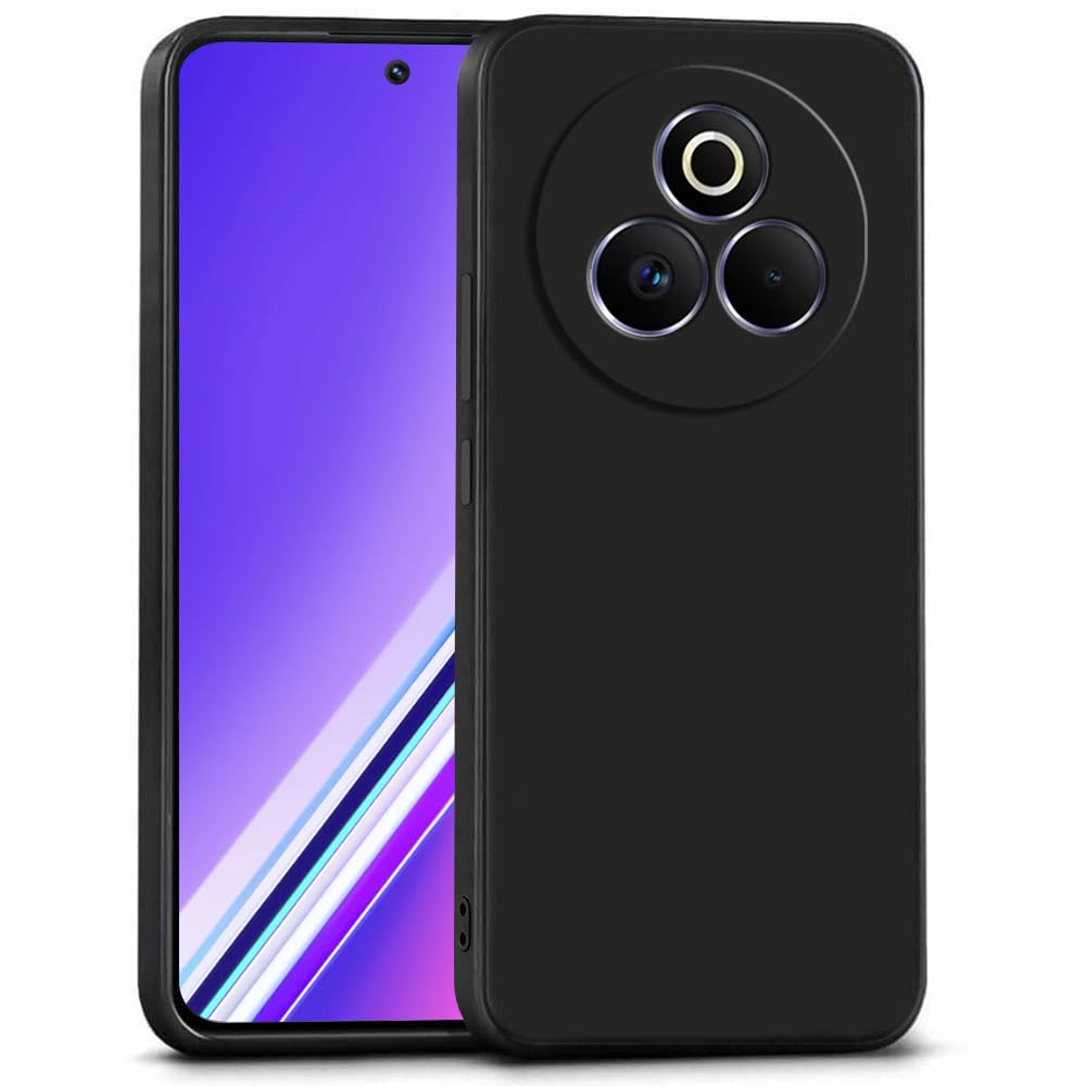Back Case Cover for Realme P3 Pro 5G | Full Camera Protection | Liquid Silicon Case | Flexible Bumper Case for Realme P3 Pro 5G (Black)