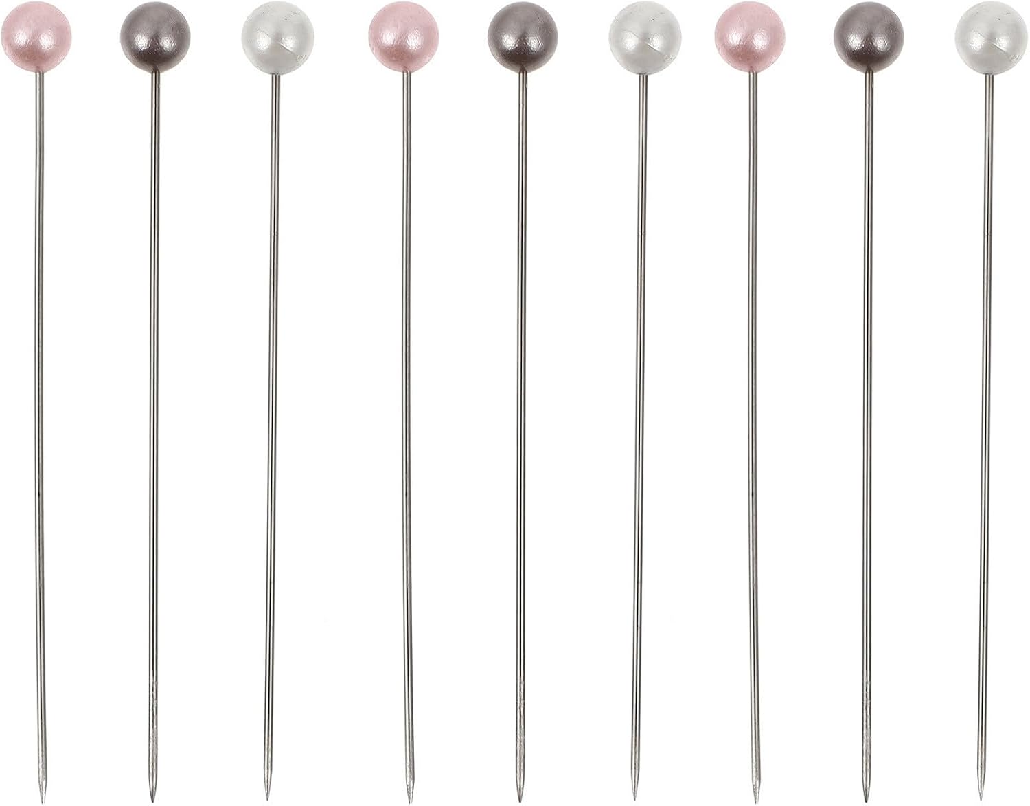 DOITOOL 3 Boxes of Creative Pearl Head Straight Pins for Sewing and Crafting Projects, Stainless Steel Needles with Plastic Pearl Heads, Rust-Resistant and Decorative Pins for Precision