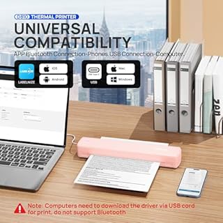 POLONO Portable Printer, D810 Inkless Bluetooth Thermal Printer Wireless with Smart AI APP, Compatible with iOS, Android, Laptop, Supports 8.5"x11" US Letter for Office, Car, Home, Pink