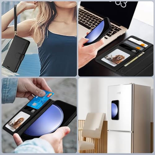 XTCASE Leather Case for Samsung Galaxy S23 5G, Magnetic Compatible with MagSafe, 2 in 1 Removable Phone Case, Wireless Charging, Flip Wallet with Card Slot Stand Protective Shockproof Cover, Black - Image 6