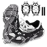 TOMSHOO Crampones 24 Dientes Nieve y Hielo Tacos de Tracción, Crampones con Cadena de Acero Inoxidable Antidesilisantes, para Caminar, Senderismo, Escalada, Pesca y Montañismo