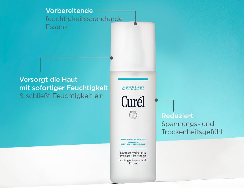 Curél - Set di benefici per la cura del viso, idratante, contenuto: essenza idratante, 150 ml + crema per la cura del viso, 40 g, con ceramidi, per pelli secche e sensibili