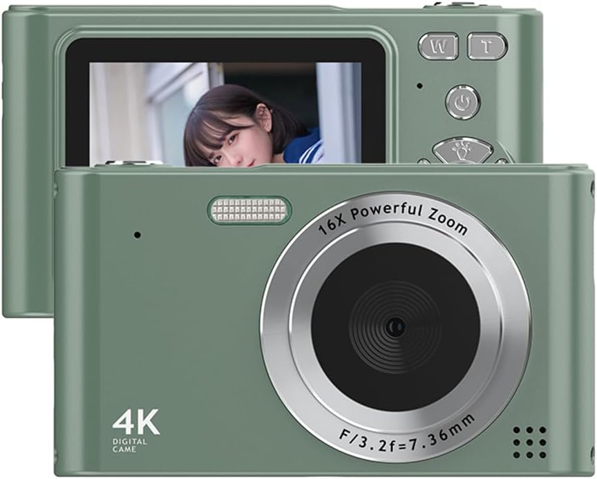 Digital Camera, 48 MP, 4K Digital Camcorder, 2.4 Inch Screen, 16x Digital Zoom, Image Stabilization, Face Detection, Beauty Effect, Motion Detection, Built-in Flash, Battery, Lightweight, Portable