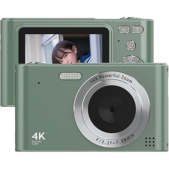 Andoer Digital Camera, 4K 48MP Compact Camera Photo Camera 2.4 Inches, Vlogging Camera with 16X Digital Zoom, Built-in Flash,