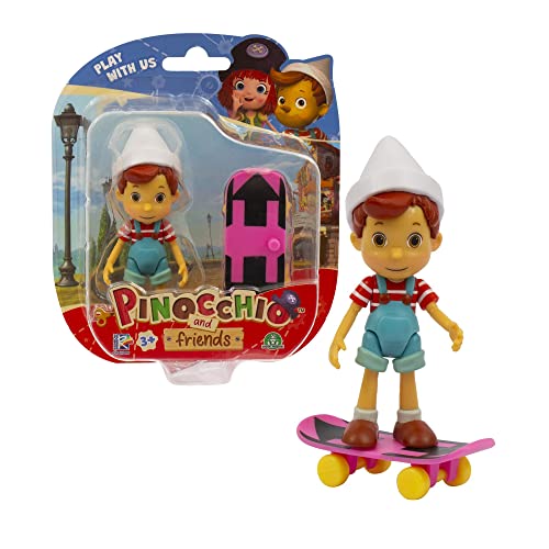 Pinocchio and Friends Giochi Preziosi Pinocchio Action Figure and Skateboard Accessory, Great Gift For Kids 3+