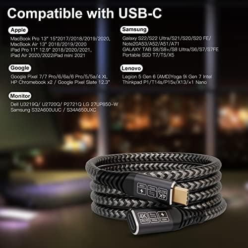 CAKOBLE Przedłużacz USB C, 0,5 m, 20 Gbps, 100 W/5 A, gniazdo USB C na wtyczkę USB C, przedłużacz, obsługuje USB 3.2 Gen2, USB 3.1, USB 3.0, 4K @ 60 Hz, kompatybilny z koncentratorem USB C / Dell XPS/MacBook
